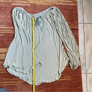 Mint green medieval renaissance fairy peasant blouse handmade LARP top